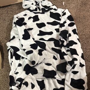Cow Print Hooded Blanket